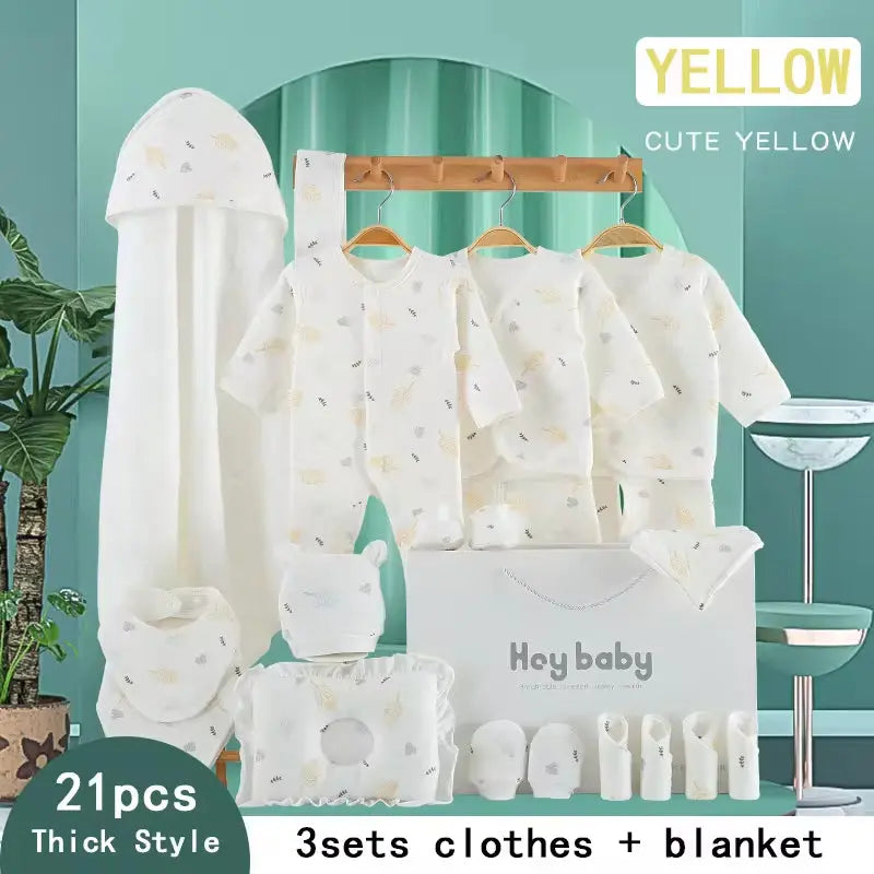 Hot Selling Newborn Cotton Baby Clothing Gift Set with Leaf Pattern