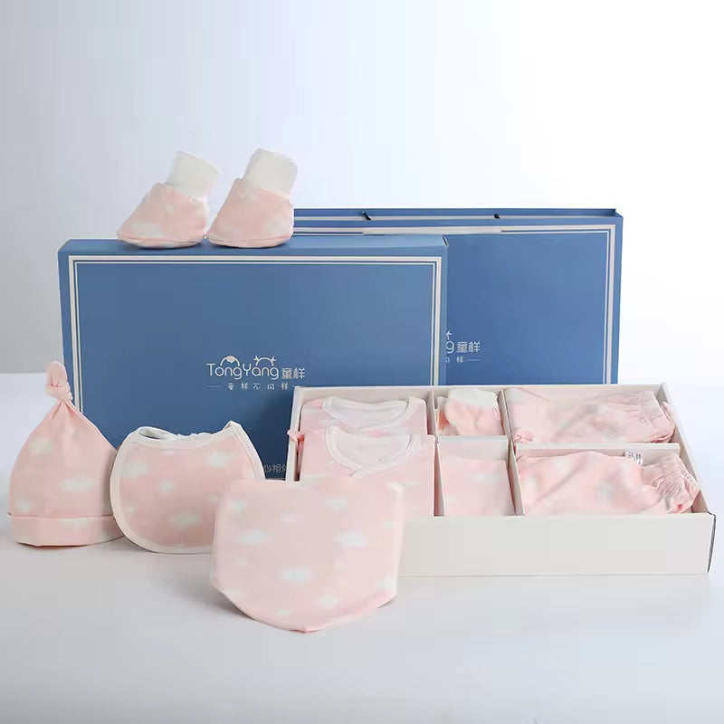 Best Selling Soft Cotton 0-3 Months Spring Autumn Blue Pink Yellow 12Pcs Newborn Baby Gift Set