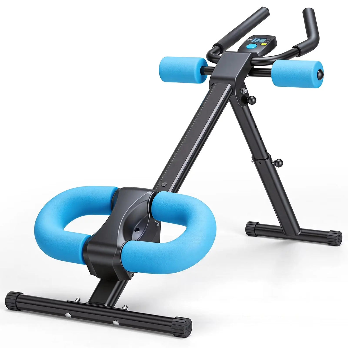 Ab Machine for Home Gym, Adjustable Ab Workout Equipment with LCD Display, Foldable Core Trainer, 440 Lbs Capacity, Blue