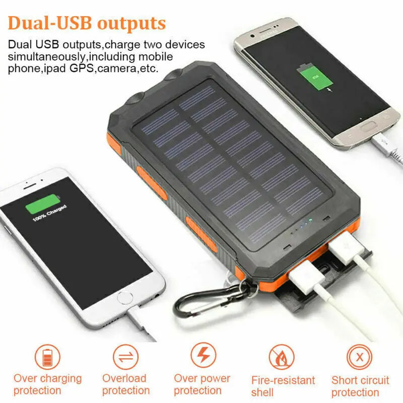 Super 20000Mah USB Portable Charger Solar Power Bank for Iphone Cell Phone 2023