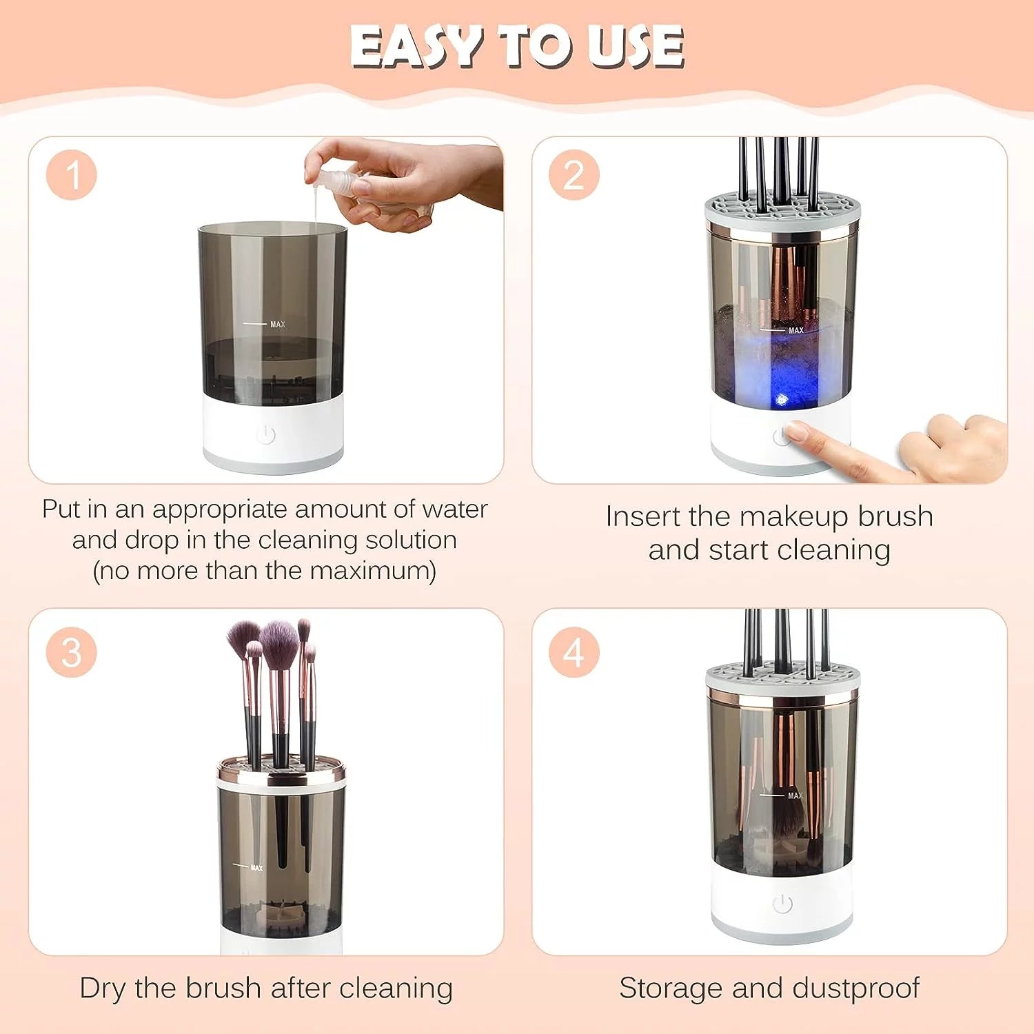 Electric , Cosmetic Brush Cleaner, Automatic Spinning  for All Size Makeup Brush, Gift for Women Wife Friend