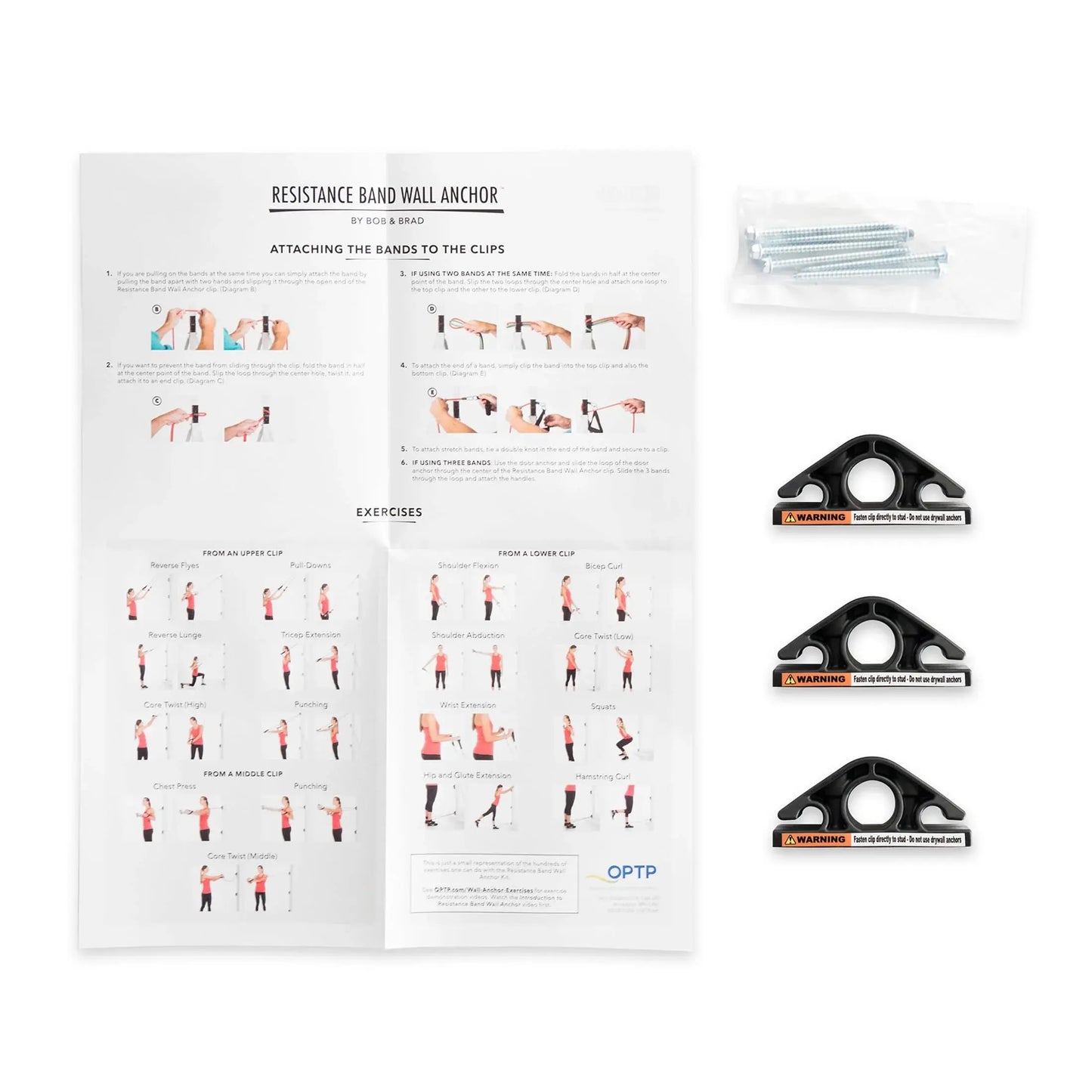 Resistance Band Wall Anchor Set by Bob and Brad: Wall Mounted Anchors for at Home Resistance Training, Home Gym Workouts, Strength Training, Fitness, and Physical Therapy Exercise - USA Made