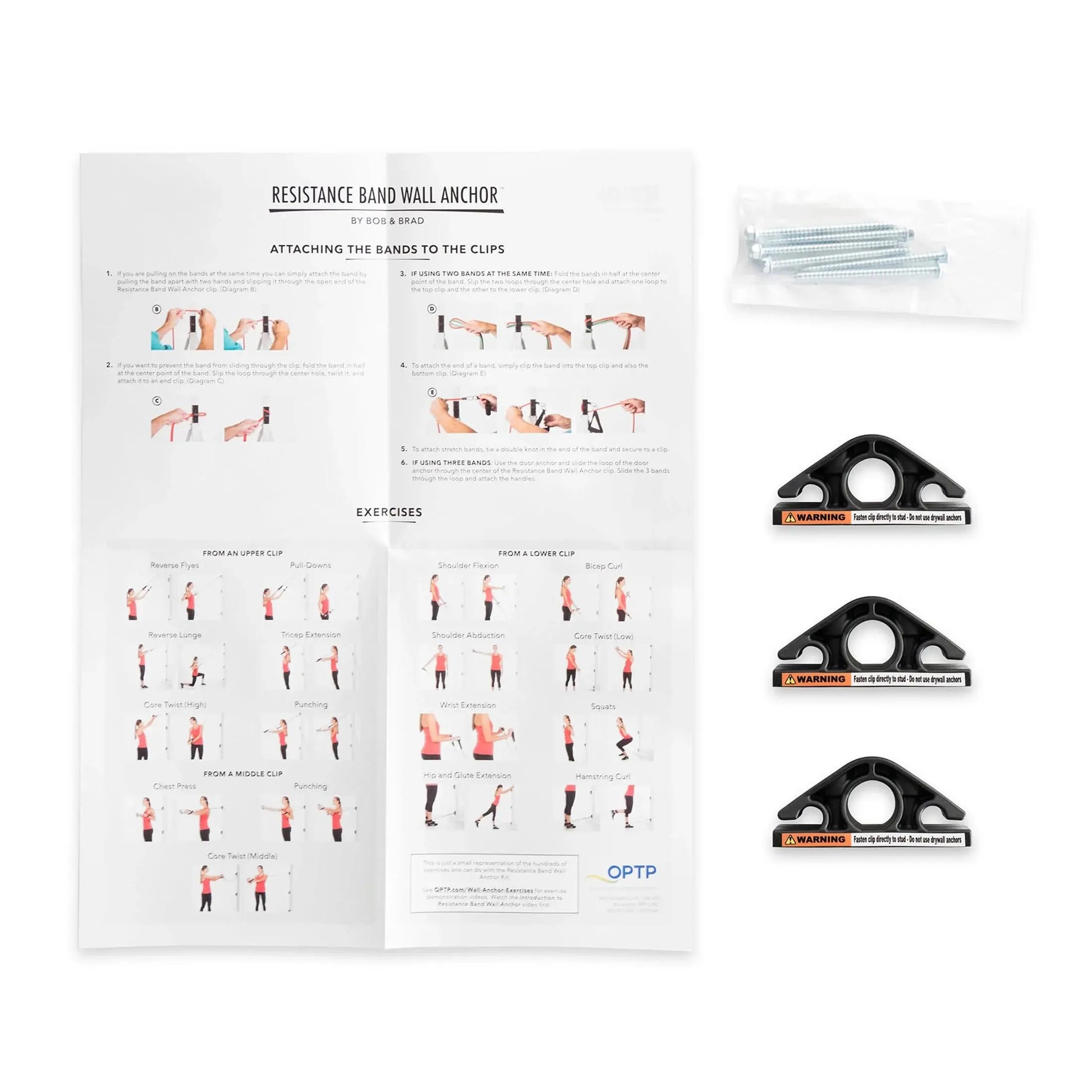 Resistance Band Wall Anchor Set by Bob and Brad: Wall Mounted Anchors for at Home Resistance Training, Home Gym Workouts, Strength Training, Fitness, and Physical Therapy Exercise - USA Made