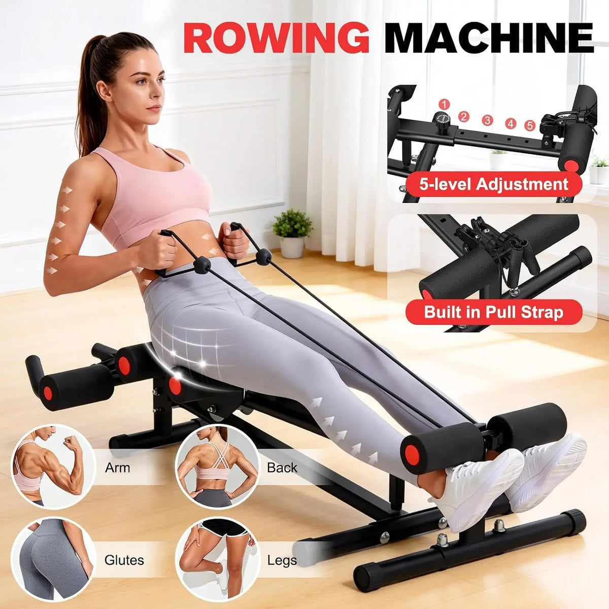 Ab Workout Machine Adjustable Ab Trainer Abdominal Trainer for Home Gym Foldable Ab Crunch Machine for Core 440 LBS