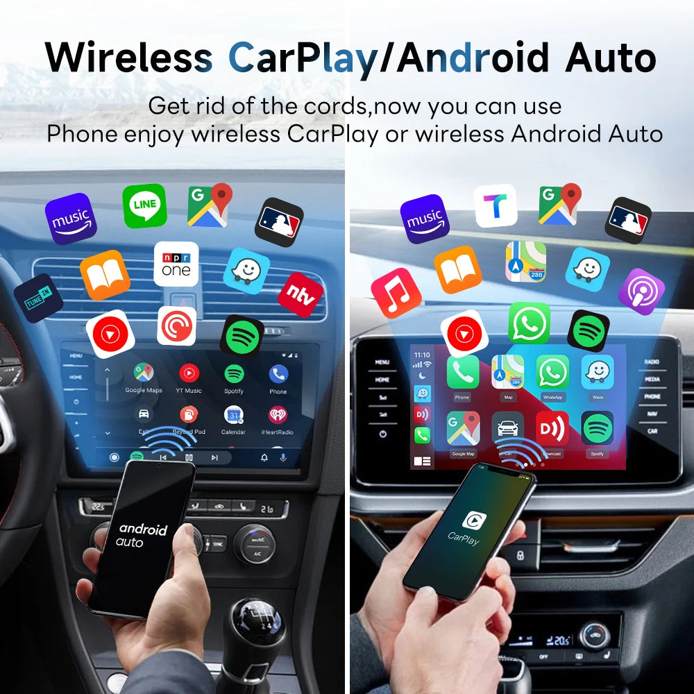 5.0 2Air Mini Wireless Android Auto Wired to Wireless Carplay Adapter Smart Car Navigation Box 5G Wifi BT Auto-Connect