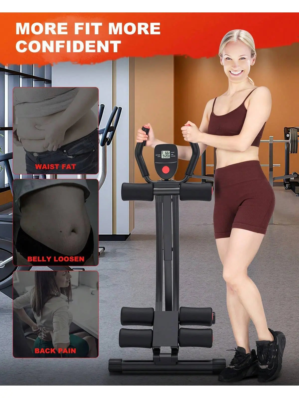 GIKPAL Ab Workout Equipment, Ab Machine for Home Gym, Height Adjustable Ab Trainer, Foldable Fitness Equipment, Abdominal Trainers Ab Workout Machine