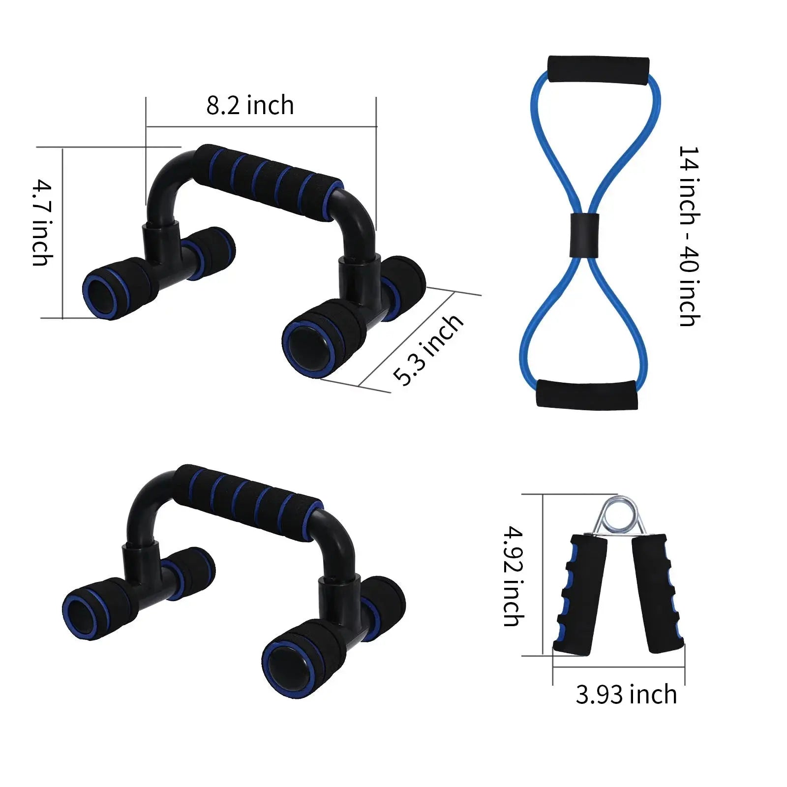 7-In-1 Ab Roller Wheel Kit, Perfect Home Gym Equipment Exercise Roller Wheel Kit with Push-Up Bar, Knee Mat, Jump Rope and Hand Gripper, Core Strength &amp; Abdominal Exercise Ab Roller, Blue