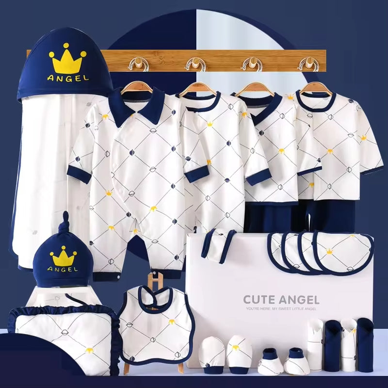 25Pcs Newborn Baby Knitted Rompers Clothes Set 100% Cotton Boys Girls Bodysuit Clothing Gift Set