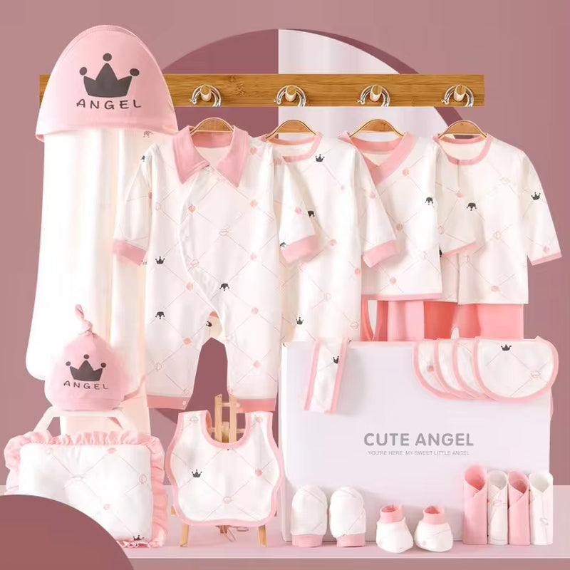 25Pcs Newborn Baby Knitted Rompers Clothes Set 100% Cotton Boys Girls Bodysuit Clothing Gift Set