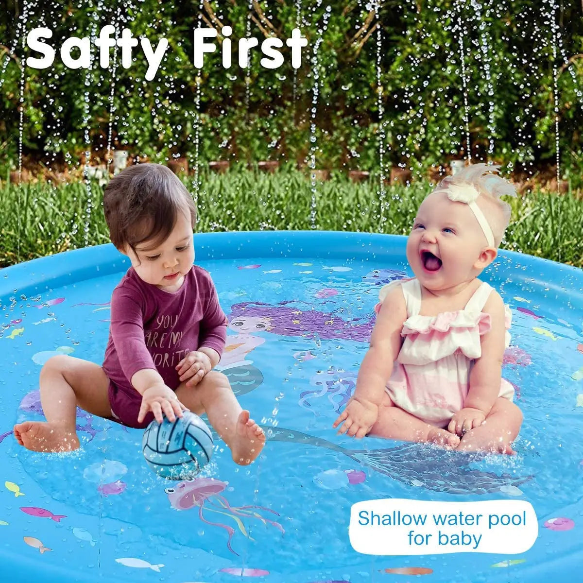 Kids Sprinklers for Outside, Splash Pad for Toddlers &amp; Baby Pool 3-In-1 60&quot; Water Toys Gifts for 1 2 3 4 5 Year Old Boys Girls Splash Play Mat