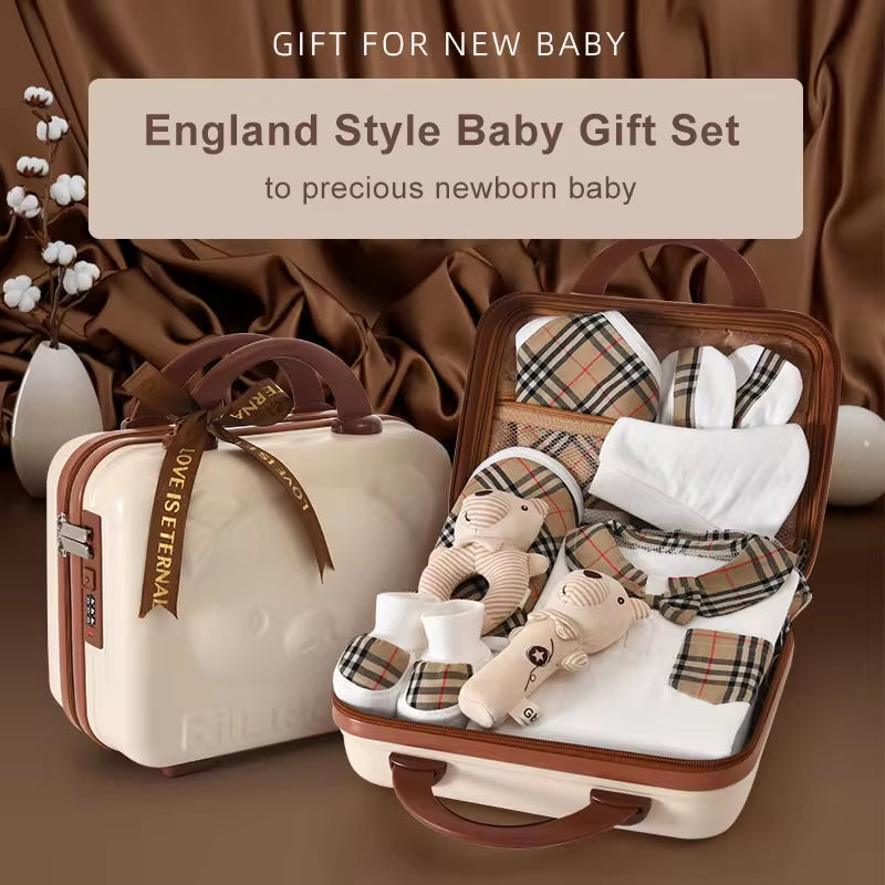 High-End New Baby Essentials Clothing Newborn Clothes Baby Gift Set with Luxury Gift Suitcase