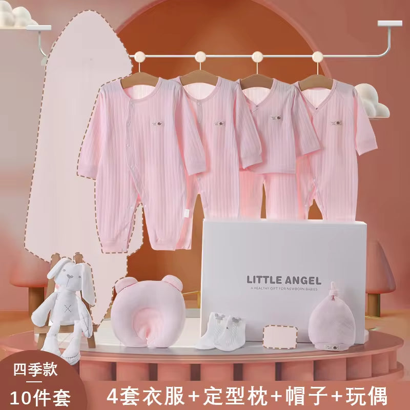 Spring Latest Design 100% Cotton Newborn Gift Box Clothes 12Pcs Soft Infant Baby Clothing Set for 0-12 Months