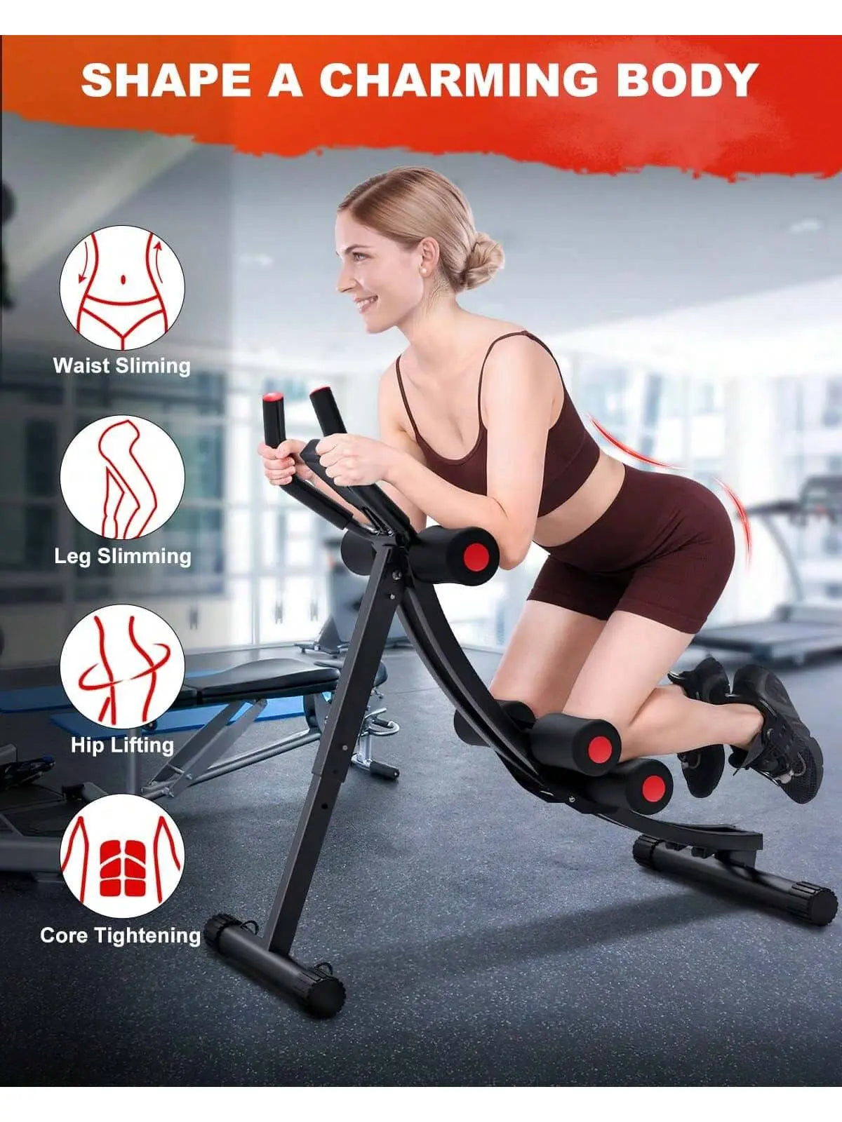 GIKPAL Ab Workout Equipment, Ab Machine for Home Gym, Height Adjustable Ab Trainer, Foldable Fitness Equipment, Abdominal Trainers Ab Workout Machine