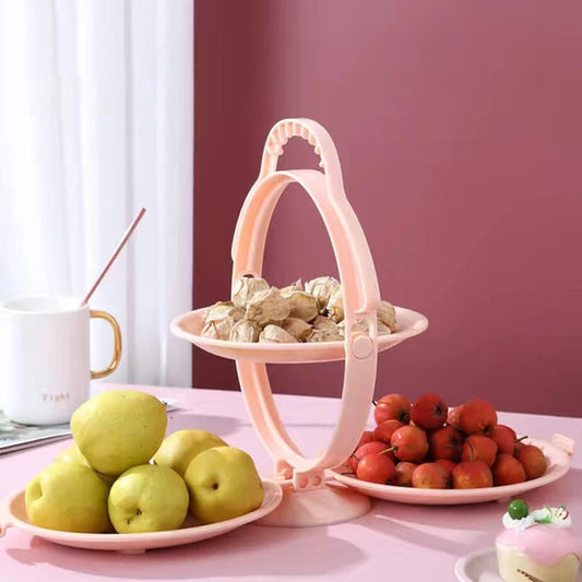 Creative Double Layer Folding Fruit Tray Desserts Plate Living Room Tea Table Snack Plates Cookies Dish Dry Fruits Nuts Trays