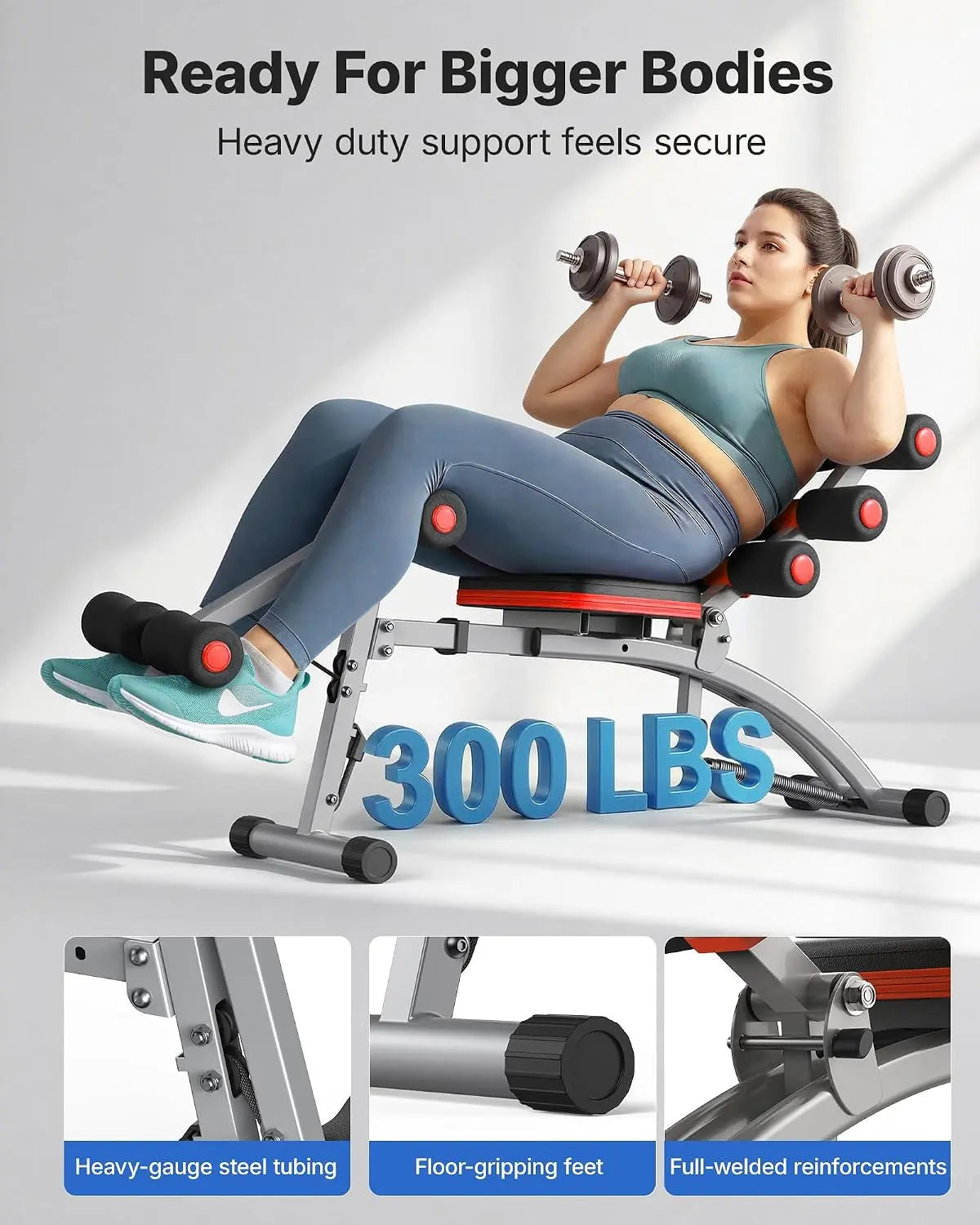 Ab Machine, Adjustable Ab Trainer, Sit up Exercise Equipment 300LBS