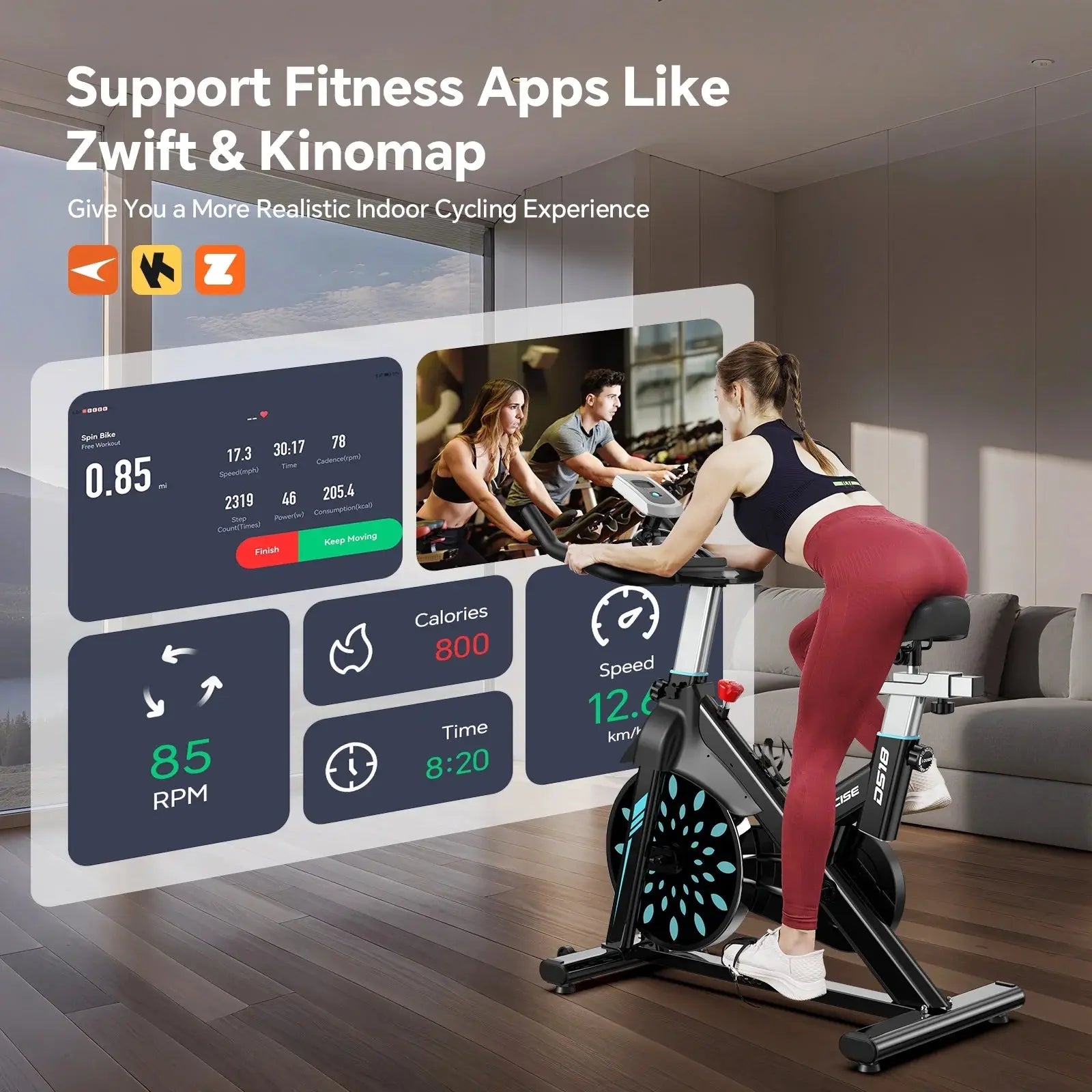 Professional Indoor Cycling Bike Stationary Exercise Bikes Home Cardio Workout Bicycle Machine 350Lb Flywheel Weight 40Lbs