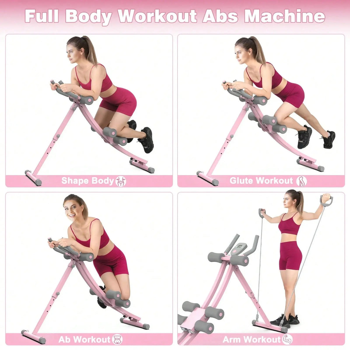 GIKPAL Ab Workout Equipment, Ab Machine for Home Gym, Height Adjustable Ab Trainer, Foldable Fitness Equipment, Abdominal Trainers Ab Workout Machine