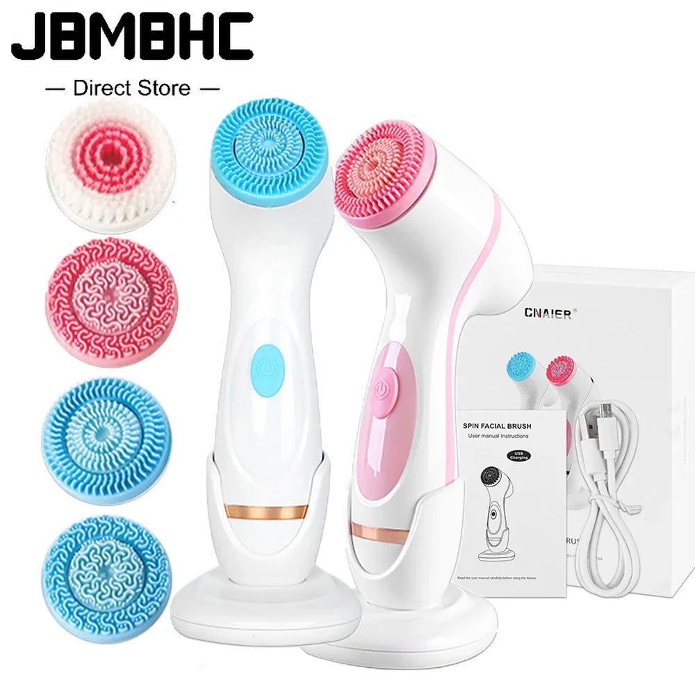 3 in 1 Electric Cleansing Brush Ultrasonic Facial Cleaner Face Massagers Sonic Rotating Cleansing Brush Face Deep Cleansing Tool