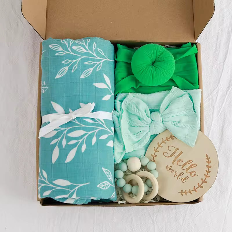 100% Organic Cotton Newborn Gifts Box 0-6 Months Baby Clothes Set Muslin Blanket Baby Receiving Wrap