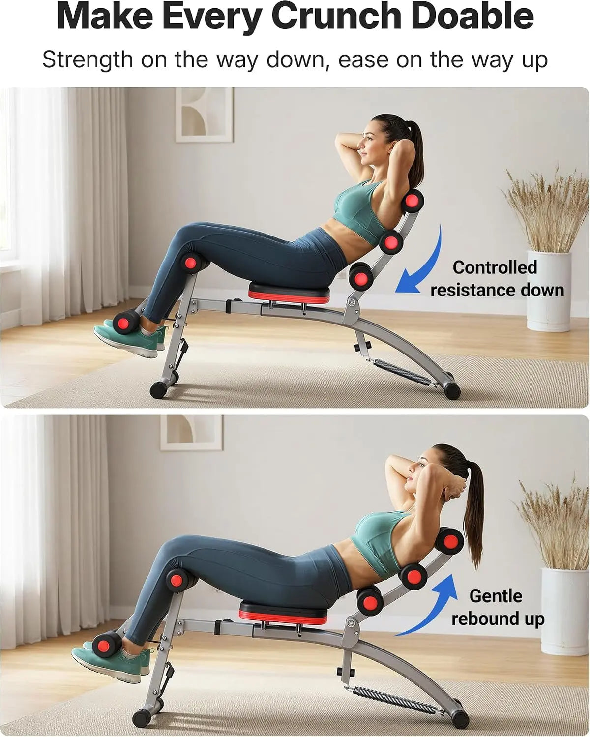 Ab Machine, Adjustable Ab Trainer, Sit up Exercise Equipment 300LBS