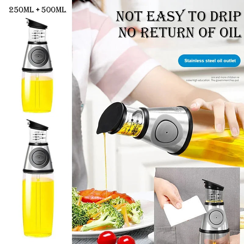 Oil Sprayer Superior Clear Glass Castor Oil Vinegar Jug Dispenser Oil Meter Kitchen Large Opening Filling Cleaning Healthy Diet