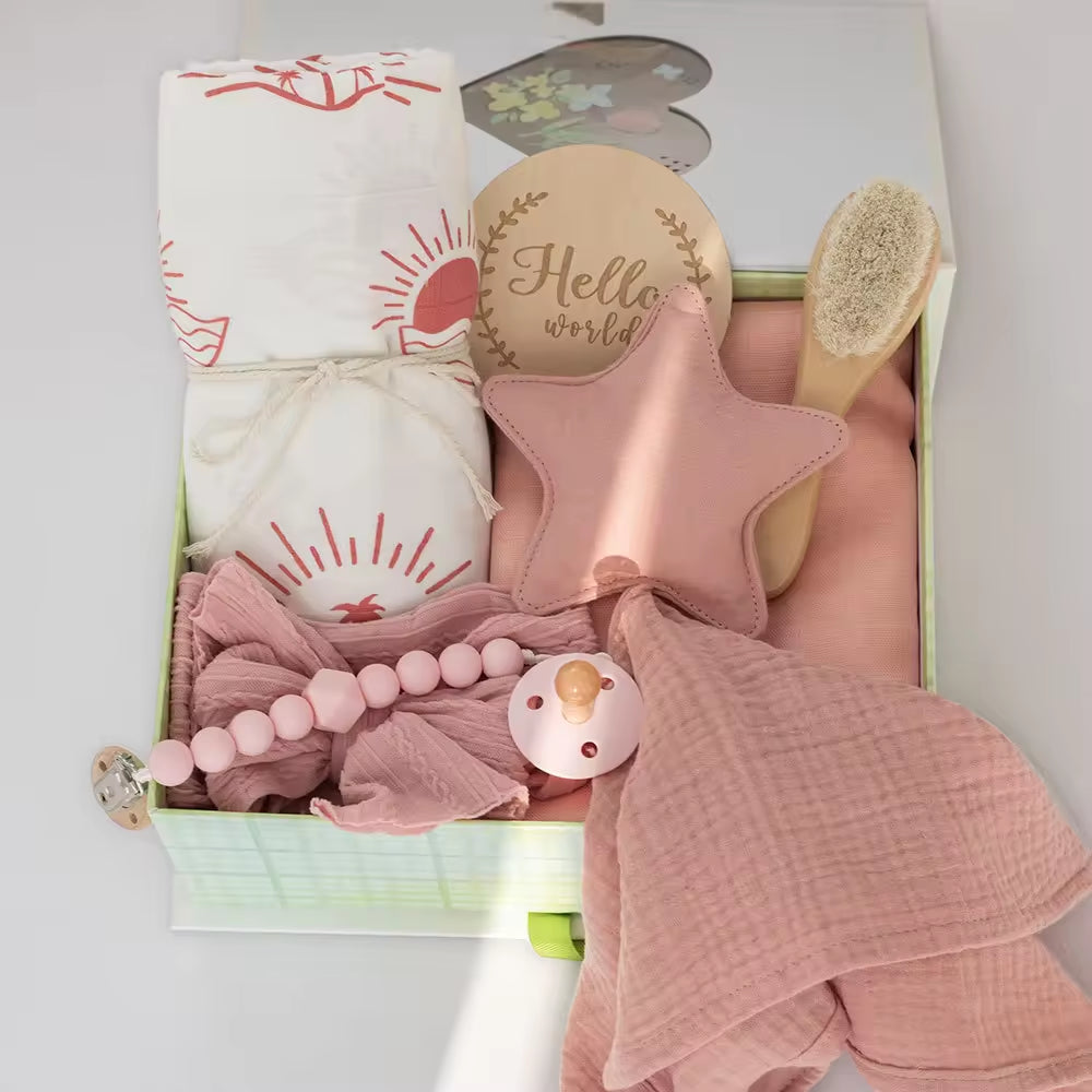 Baby Lovey Comforter Toy Muslin Security Blanket Gift Set Custom Bamboo Cotton Baby Swaddle Blanket Set