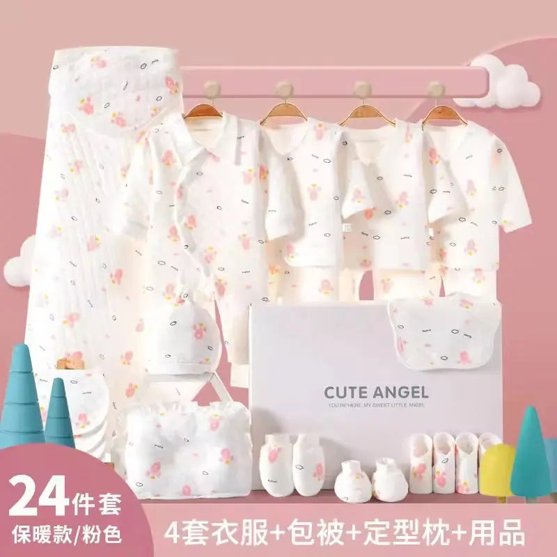 Wholesale 19Pcs 24Pcs Solid Newborn Baby Birth Gift Set Baby Clothes Gift Box Set Infant 100% Cotton Baby Gift Set