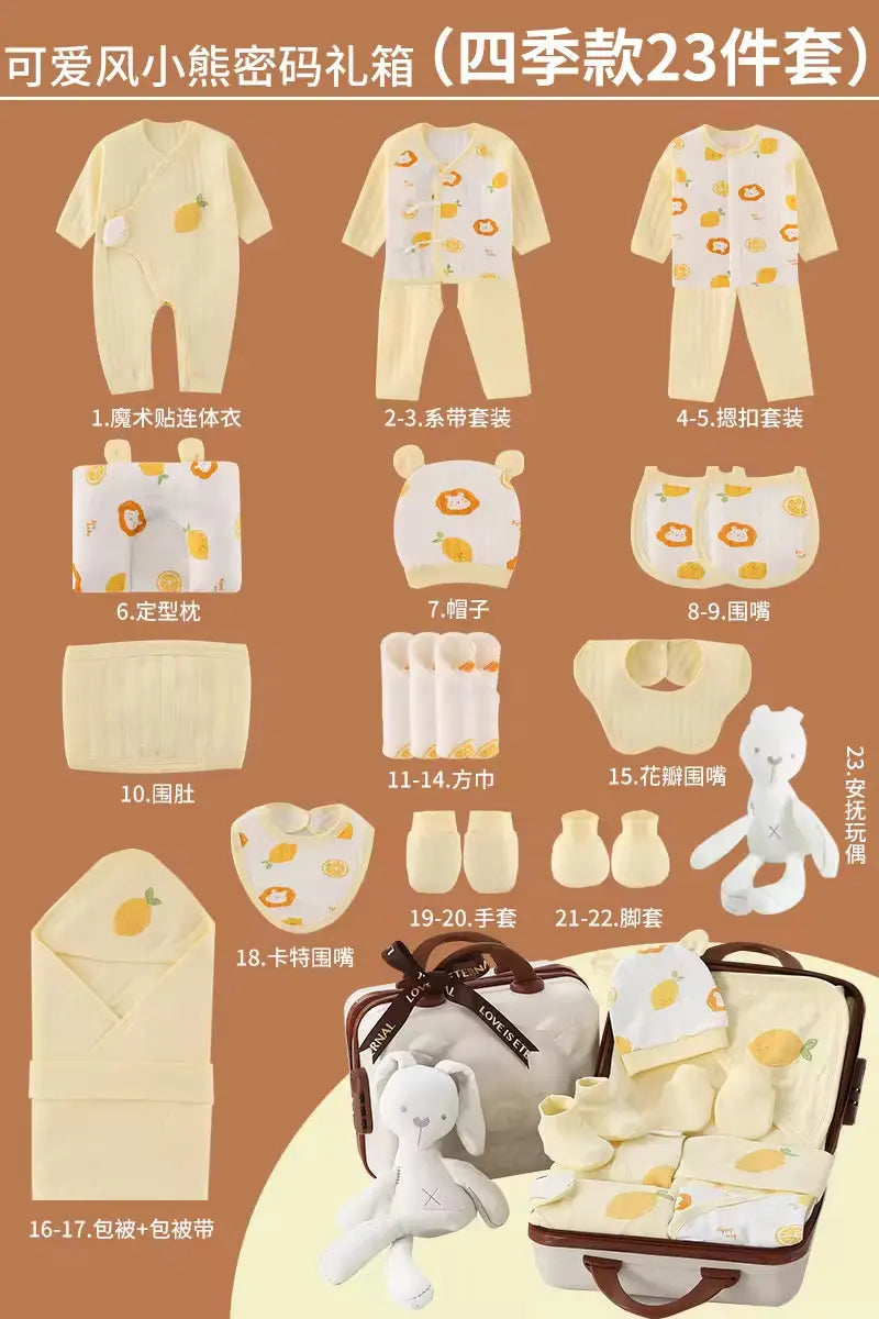 100% Cotton All Seasons Babies Gift Box Cotton Clothing Sets 18~25Pcs Pink Blue Yellow New Born Baby Clothes Gift Set
