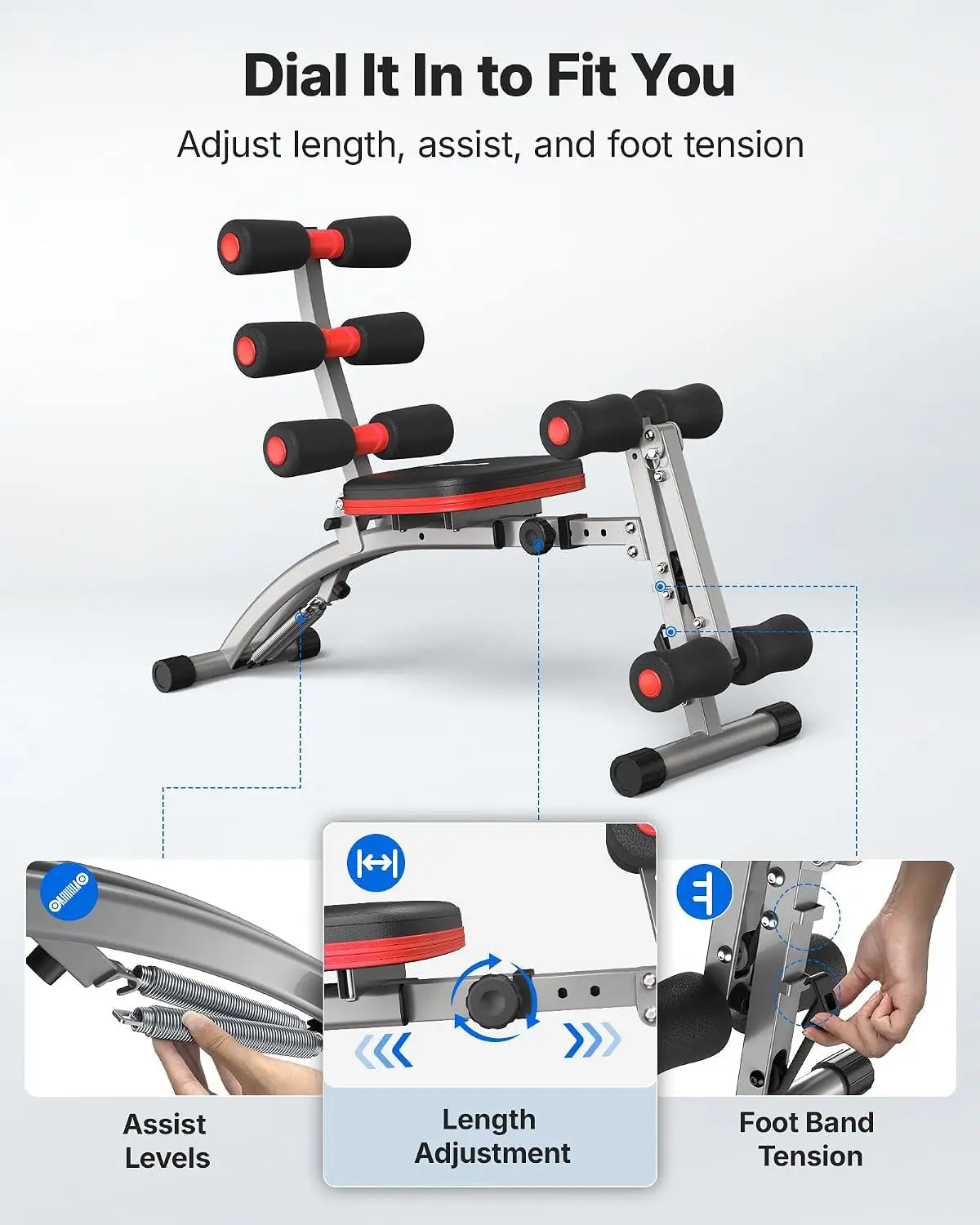 Ab Machine, Adjustable Ab Trainer, Sit up Exercise Equipment 300LBS
