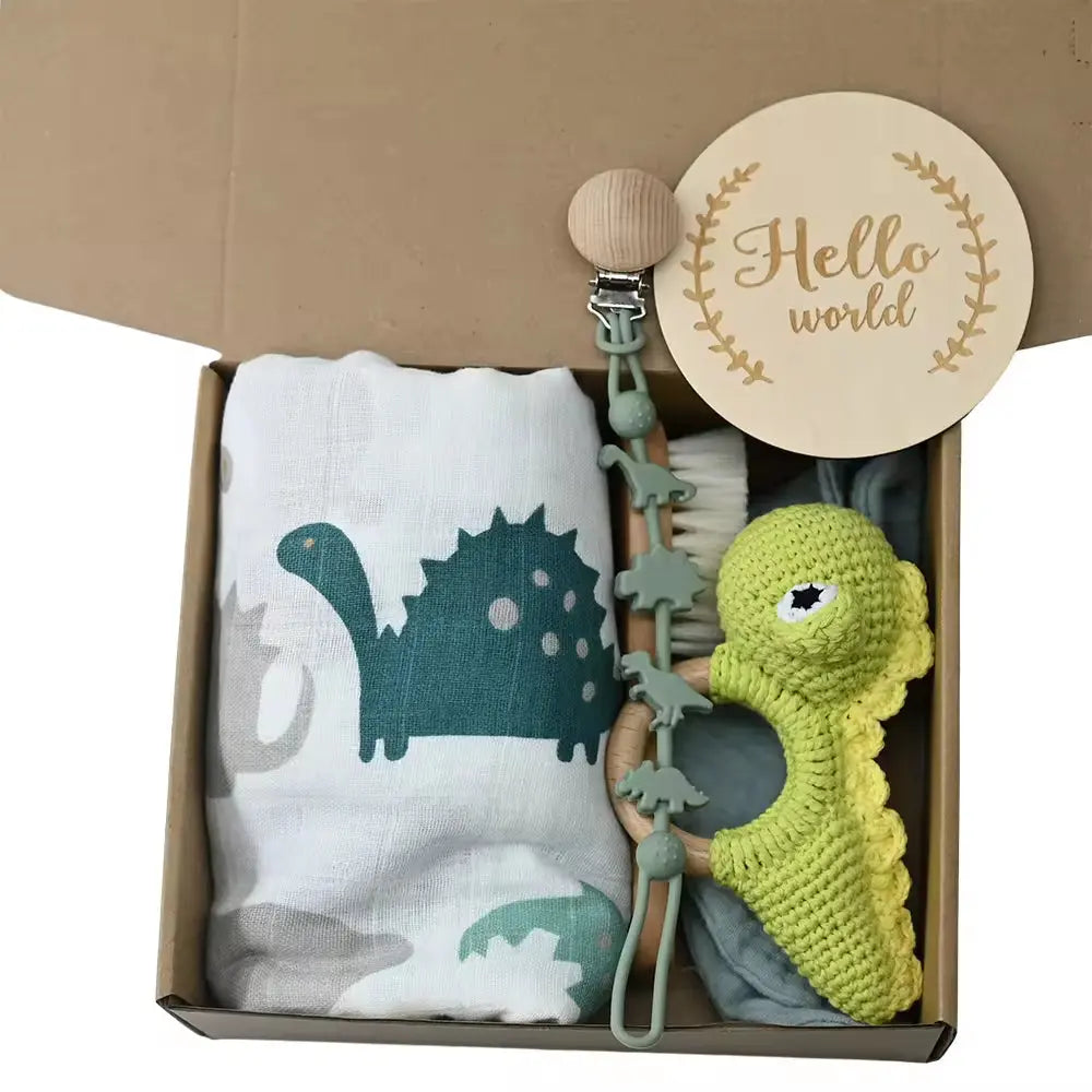 Organic Bamboo Cotton Baby Muslin Swaddle Blanket Set Customized Design Newborn Shower Gift Box