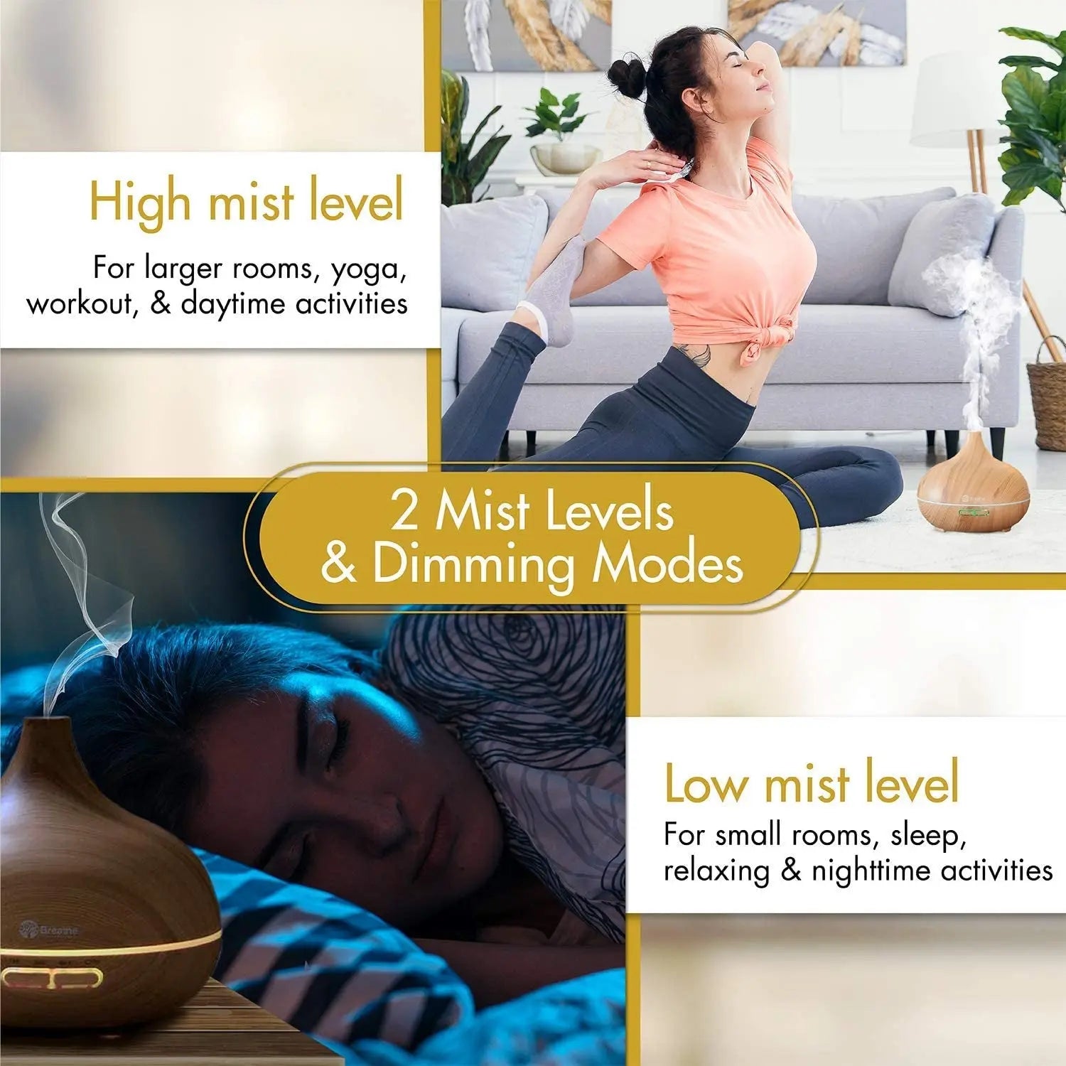 Oil Diffuser | 550Ml Diffusers for Essential Oils with Cleaning Kit &amp; Measuring Cup, 18 Hour Runtime, 16 LED Light Settings &amp; Auto Power off (Natural Oak)