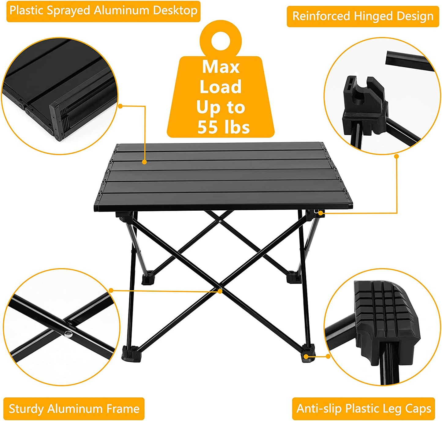 Portable Camping Table Folding Beach Table Portable Picnic Table Aluminum Camp Table Outdoor Backpacking Table Personal Mini Portable Table Camping Tables Fold up Lightweight