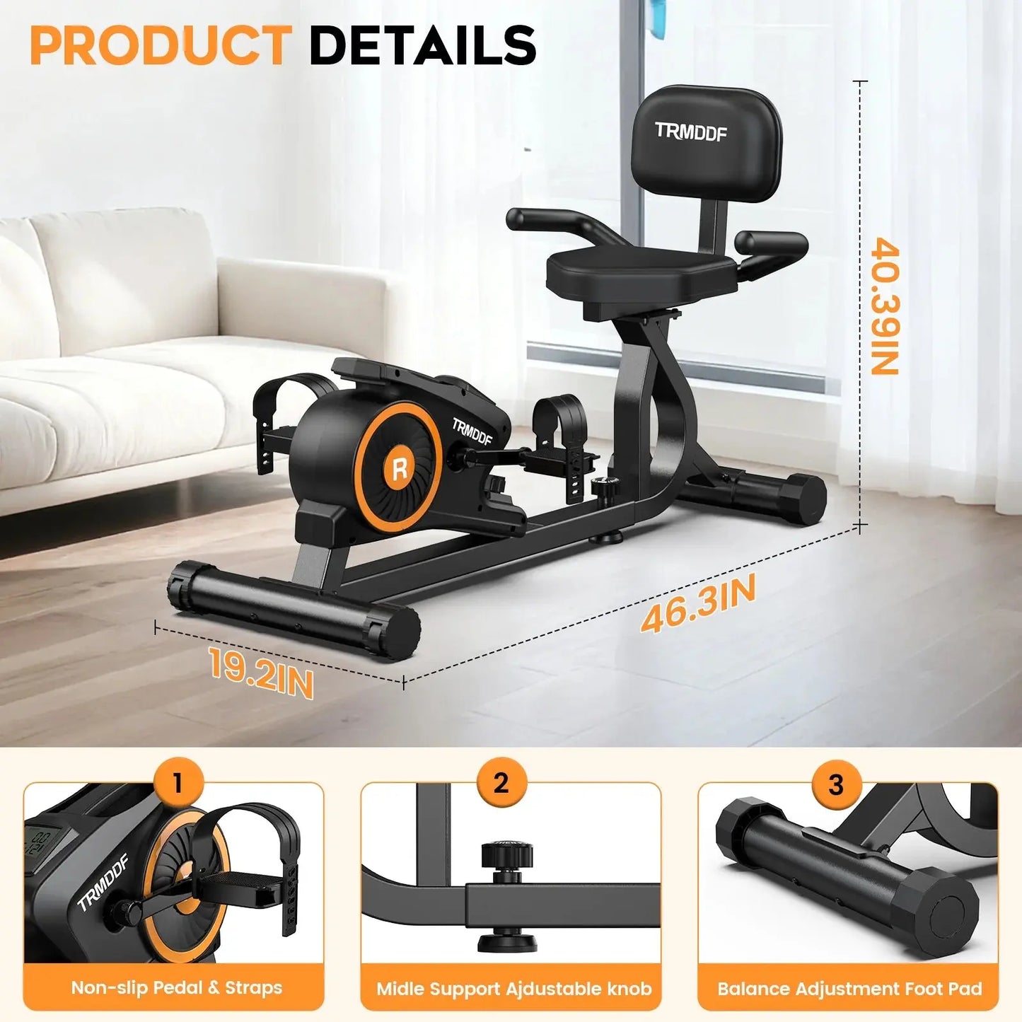 Workout Home Cycling Magnetic Recumbent Exercise Bike Fitness Cardio Indoor Cycling Bike 220Lbs