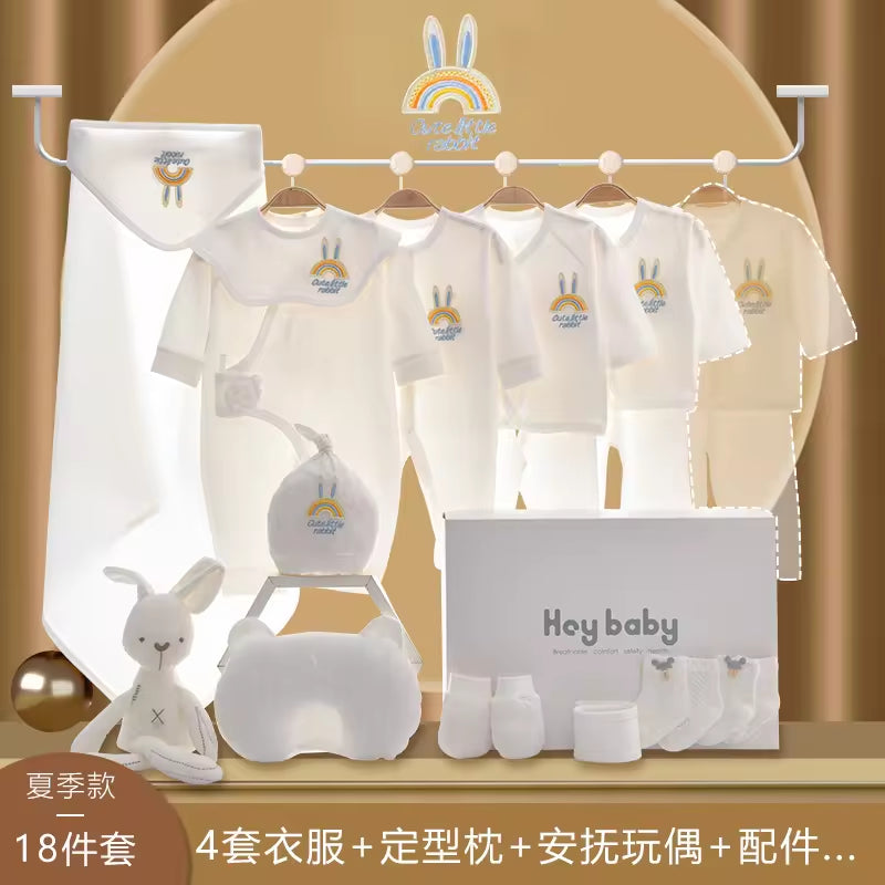 Four Seasons Style 15~20PCS New Born Baby Clothing Set Pure Cotton White Baby Rompers Baby Clothes Newborn Set Gift Box